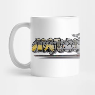 Manchester Metrolink Graffiti throw-up spell-out typography Mug